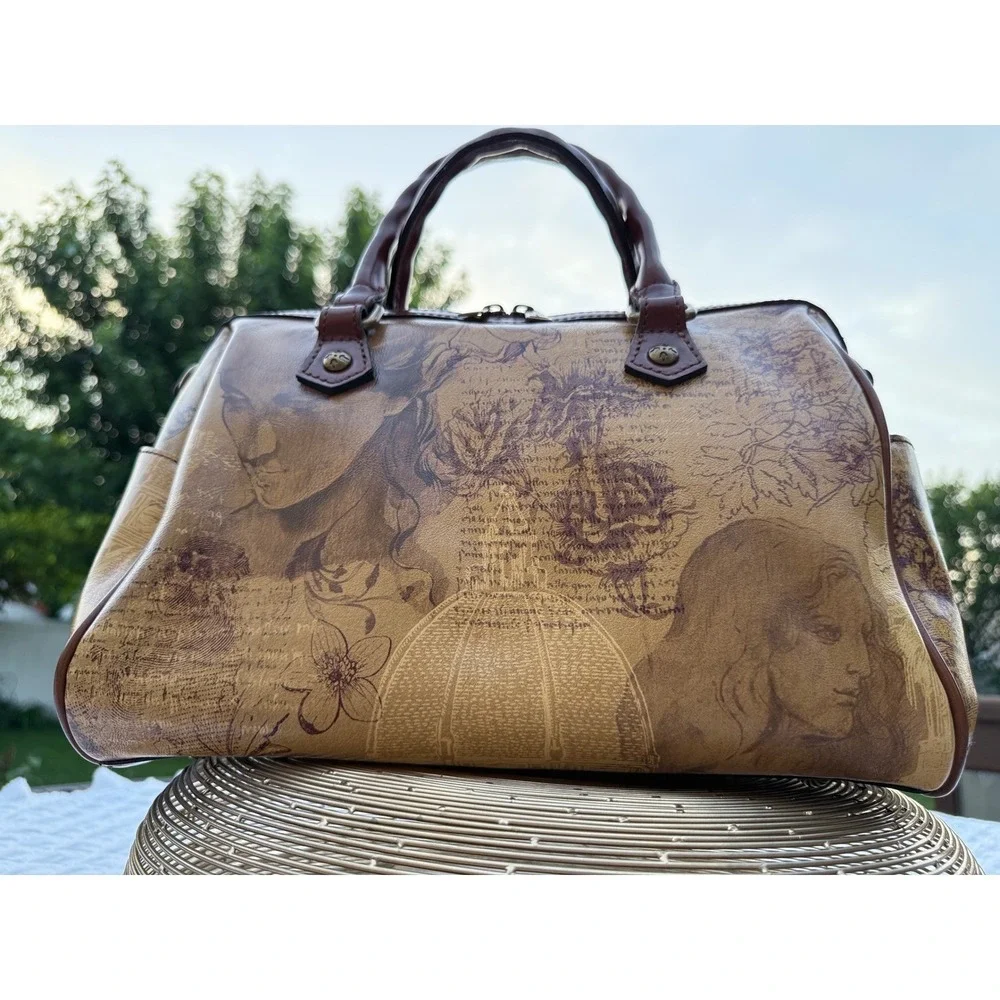 Rare Retired Patricia Nash Leather‎ Satchel Italian Sketchbook Bag Tan Excellent